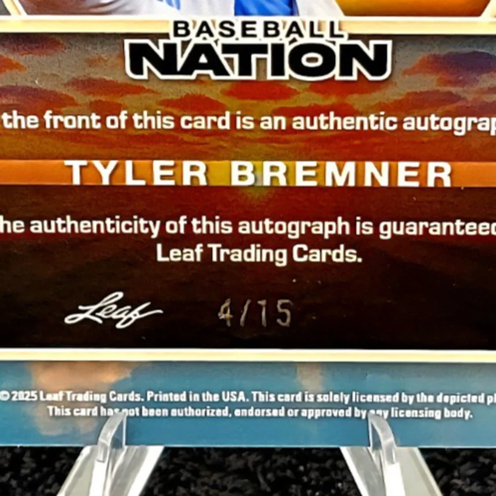 2025 Tyler Bremner 4/15 A New Dawn Auto #2 Ranked Prospect Los Angeles Angels
